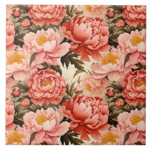 Hübsch Pink Peony Vintag Floral Muster Fliese