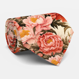 Hübsch Pink Peony Vintag Floral Muster Krawatte