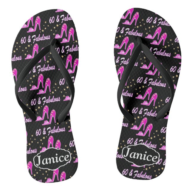 HÜBSCH PINK PERSONALISIERT 60 & FABULOUS FLIP FLOP (Fußbett)