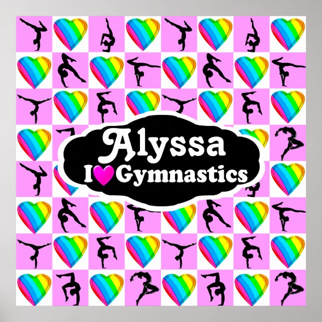 HÜBSCH PINK PERSONALISIERT GYMNASTICS POSTER (Vorne)