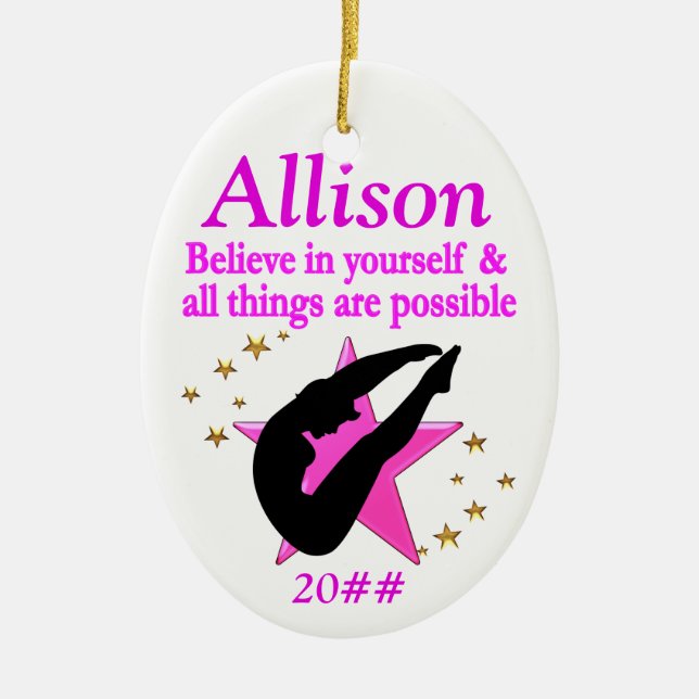 HÜBSCH PINK PERSONALISIERTE TAUCHMÄDCHEN KERAMIK ORNAMENT (Vorne)