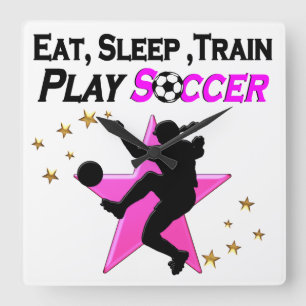 HÜBSCH PINK PLAYER SOCCER DESIGN QUADRATISCHE WANDUHR