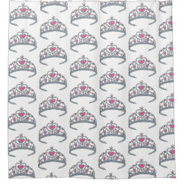 Hübsch Pink Princess Party Silver Tiara Crown Duschvorhang
