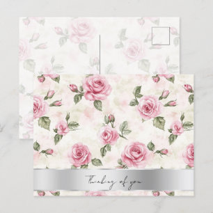 Hübsch Pink Roses Blumendenken Postkarte