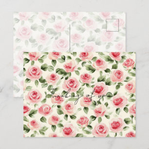 Hübsch Pink Roses Blumendenken Postkarte