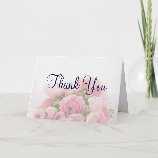 Hübsch Pink Roses Bouquet Dankeschön Karte (Vorderseite)