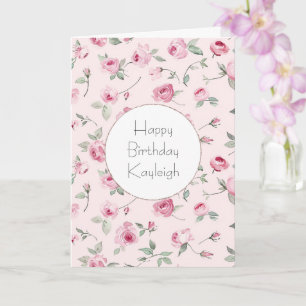 Hübsch Pink Roses Floral Geburtstag Karte
