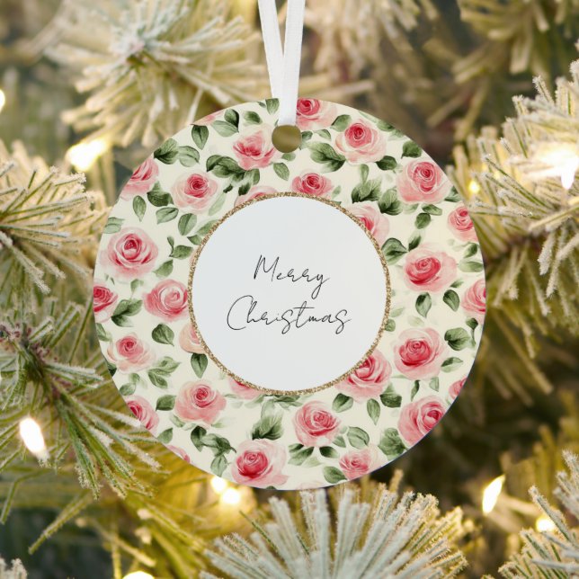Hübsch Pink Roses Weihnachten Ornament Aus Metall (InSitu)