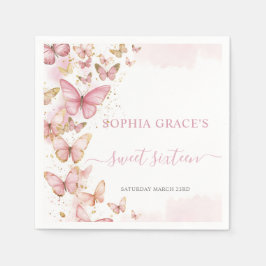 Hübsch Pink Schmetterlinge Sweet 16 Quinceanera XV Serviette