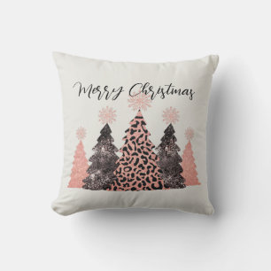Hübsch Pink Schwarz Frohe Weihnachtsbaumen Urlaub Kissen