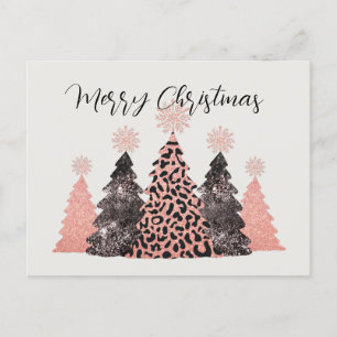 Hübsch Pink Schwarz Frohe Weihnachtsbaumen Urlaub Postkarte