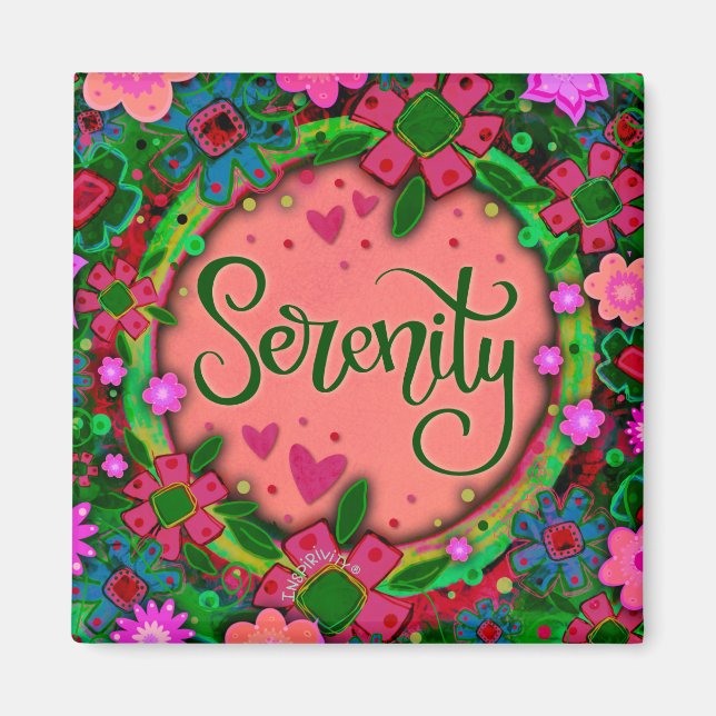 Hübsch Pink Serenity Fun Floral Modern Inspirivity Magnet (Vorne)