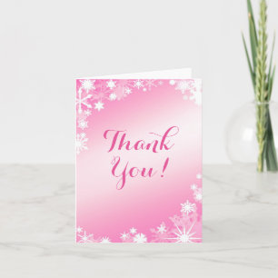 Hübsch Pink Snowflakes Dankeschön Karte