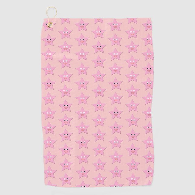Hübsch Pink Star Golf Handtuch (Vorderseite)