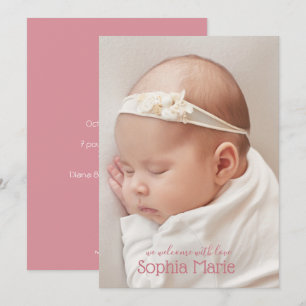 Hübsch Pink Sweet Baby Foto Geburtshinweise