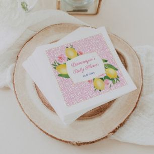 Hübsch Pink Tiles Lemons Girl Baby Dusche Party Serviette