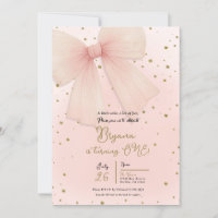 Hübsch Pink Tulle Bow & Gold Confetti 1. Geburtsta