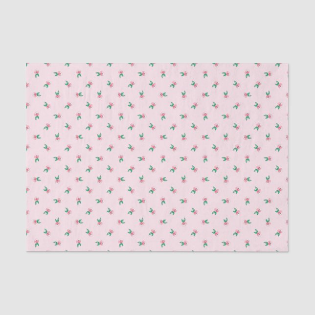 Hübsch Pink Wasserfarbe Ditsy Blume Muster Seidenpapier (Vorderseite)