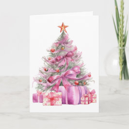 Hübsch Pink Watercolor Weihnachtsbaum Karte