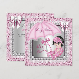 Hübsch Pink White Girl Babydusche Einladung