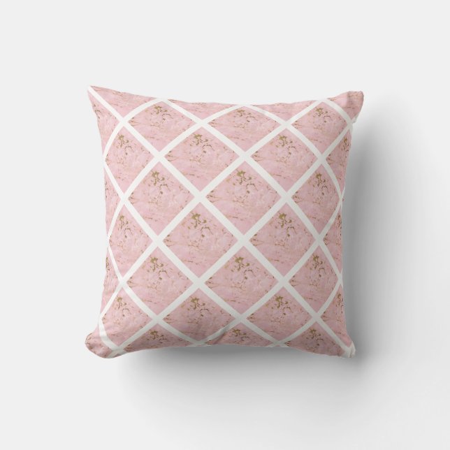 HÜBSCH PINK WHITE HAMPTONS PATTERN GRID CUSHION KISSEN (Vorderseite)