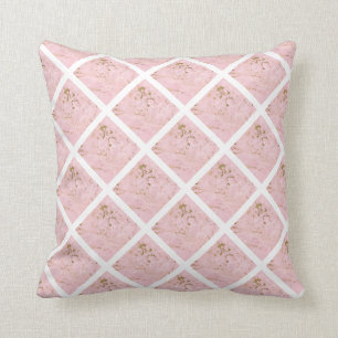 HÜBSCH PINK WHITE HAMPTONS PATTERN GRID CUSHION KISSEN