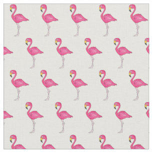 Hübsch Pink White Tropical Island Bird Flamingos Stoff