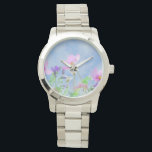 Hübsch Pink Wild Blume Wiese Armbanduhr<br><div class="desc">Blume Meadow</div>