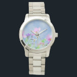 Hübsch Pink Wild Blume Wiese Armbanduhr<br><div class="desc">Blume Meadow</div>