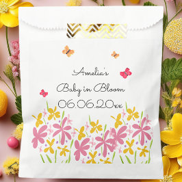 Hübsch Pink Wildblume Baby in Bloom Personalisiert Geschenktütchen