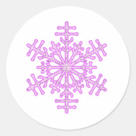 Hübsch Pink Winter Weihnachten Schneeflocke Runder Aufkleber