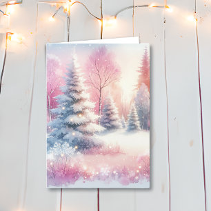 Hübsch Pink Winter Wonderland Weihnachten Karte