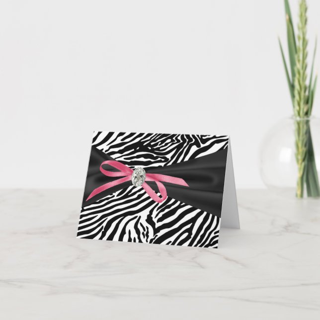 Hübsch Pink Zebra Dankeschön Karten (Vorderseite)