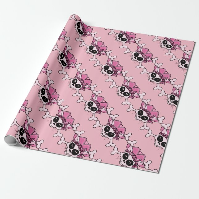 Hübsch Pirate Kitty Skull Geschenkpapier (Ungerollt)