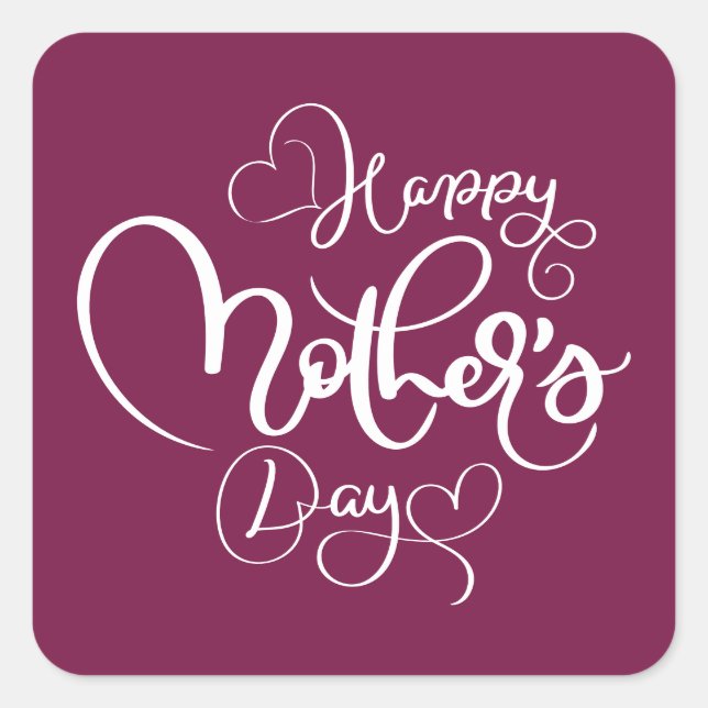 Hübsch Plum Lila glücklicher Muttertag Quadratischer Aufkleber (Vorderseite)
