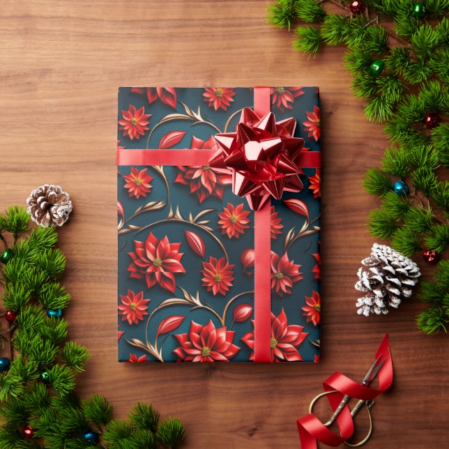Hübsch Poinsettia Geschenkpapier (Feiertagsgeschenk)