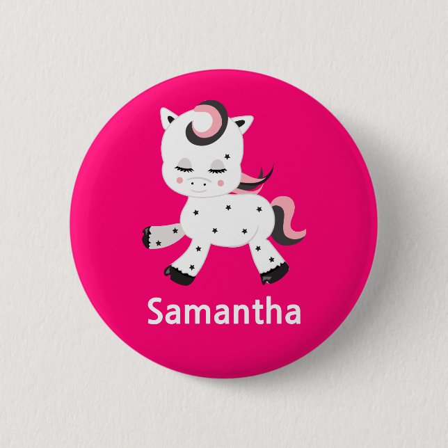 Hübsch Pony Kawaii Pink Button (Vorderseite)