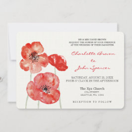 Hübsch Poppies Moderne Hochzeit mit Blumen Einladung