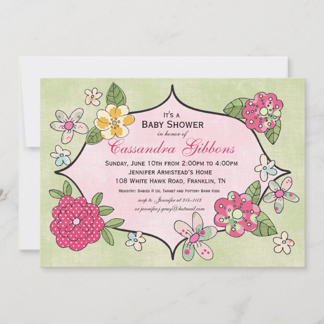 Hübsch Positions Baby Shower Invitation - Himbeere Einladung (Vorderseite)