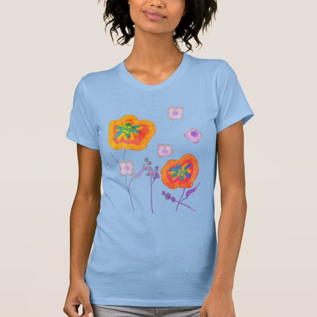 Hübsch Positive Abstrakte Blumenkunst zu tragen T-Shirt (Vorderseite)