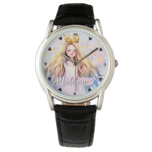 Hübsch Princess Girl Rainbow Wasserfarbe Armbanduhr