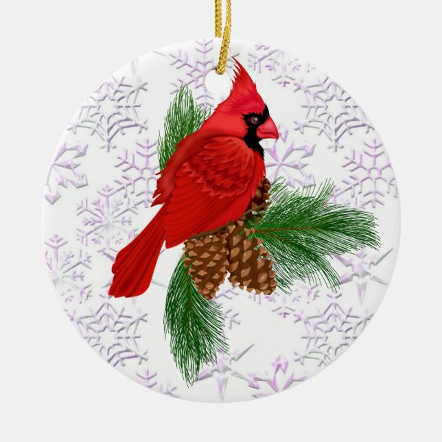 Hübsch Red Bird Keramikornament (Vorne)