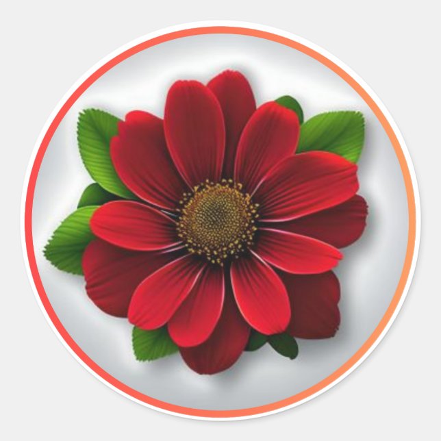 Hübsch Red Blume #1 Runder Aufkleber (Vorderseite)