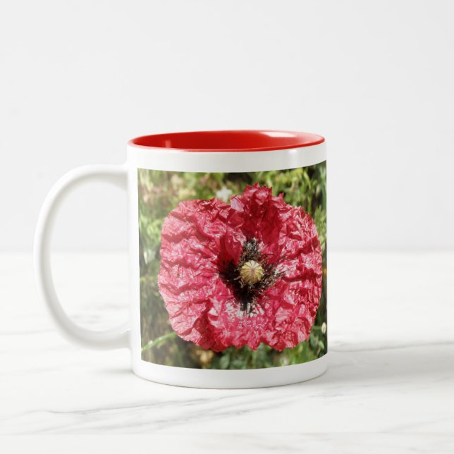 Hübsch Red Poppy Blume Macror Tasse (Links)
