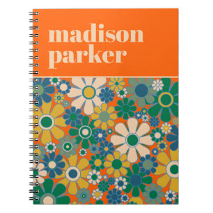 Hübsch Retro Floral Personalisierter 60er Ästhetis Notizblock