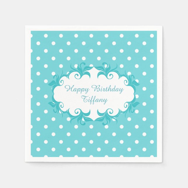 Hübsch Robins Egg Blue Polka Dot Paper Napkins Serviette (Vorderseite)