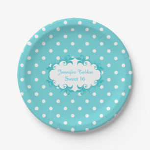 Hübsch Robins Egg Blue Polka Dot Paper Plate Pappteller