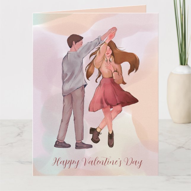 Hübsch Romance Dancing Couple Valentine's Day Card Karte (Vorderseite)