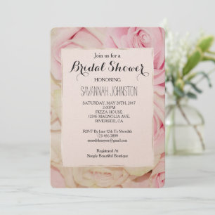 Hübsch Romantische Rosa Creme Rose Brautparty Einladung