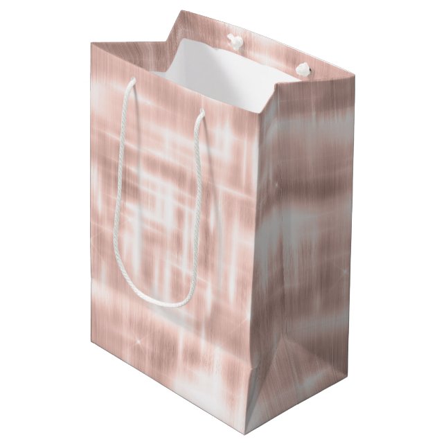 Hübsch Rosa Abstrakte Streifen Mittlere Geschenktüte (Vorderseite Schrägansicht)